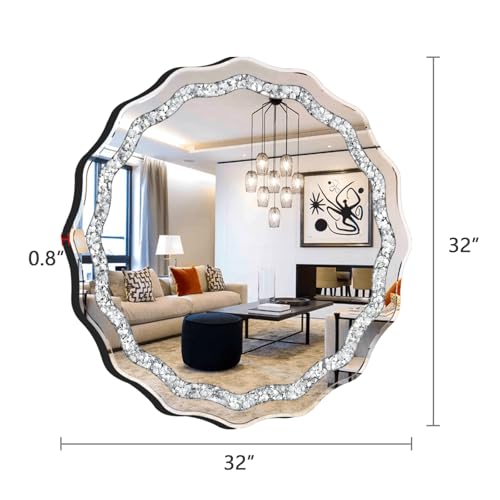 31.5x31.5 Inch Frameless Round Wall Mirror for Bathroom Sink