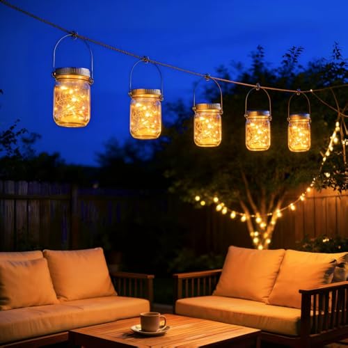 12 Pack Gifts for Him Her Solar Lanterns Outdoor Waterproof Upgraded Crystal Glass Solar Mason Jar Lights 30 LED 215% Larger SolarPanel(Just a Little More (12 Count)