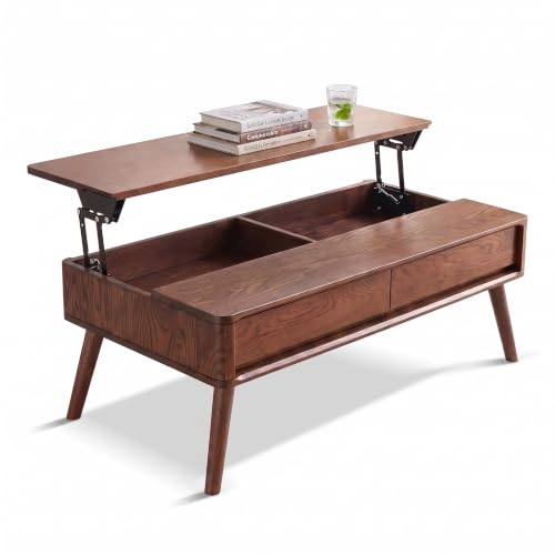 Solid Oak Wood Lift Top Coffee Table for Living Room