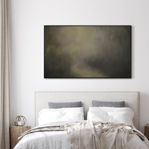 36"x60" Extra Large Framed Wall Art Muted Forest Path Soft Misty Woodland Scene Illustration for Home Living Room Bedroom Decor