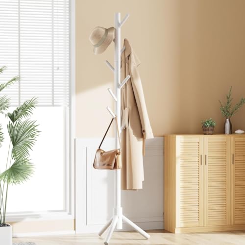 Solid Wooden Coat Rack Freestanding with 8 Hooks