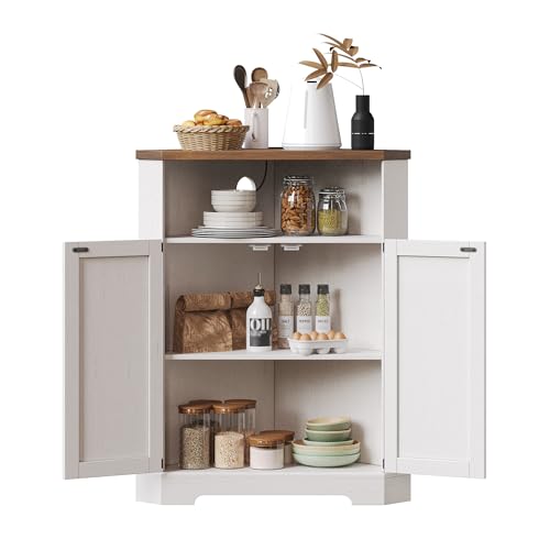Farmhouse Corner Cabinet with Charging Station