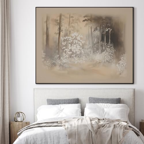 36"x46" Extra Large Framed Wall Art Misty Forest in Sepia Tones