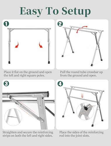 Folding Stainless Steel Laundry Drying Rack 63 Inches