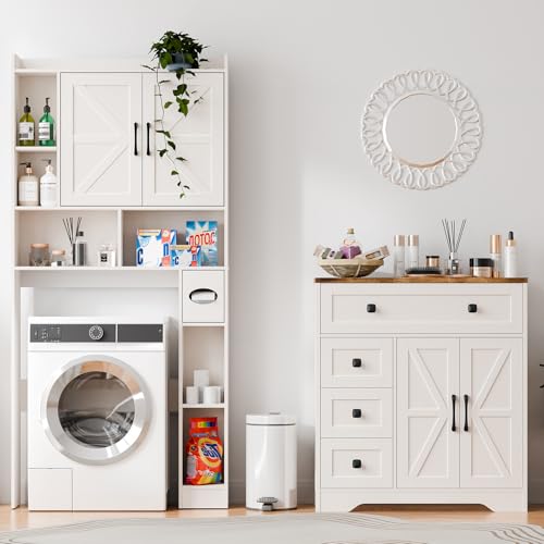Farmhouse Storage Cabinet with 2 Doors and 4 Drawers