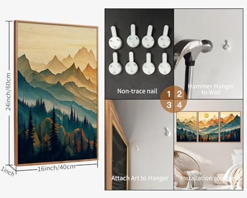 Large Mountain Framed Canvas Wall Art Set of 3 (3 Count)
