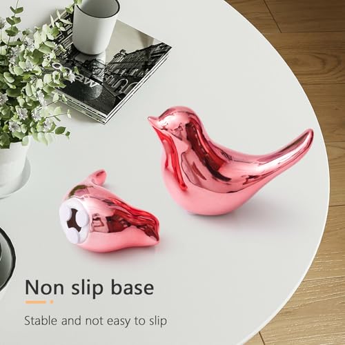 Small Birds Statues Pink Home Decor Modern Style Decorative Ornaments for Living Room (2 Count)