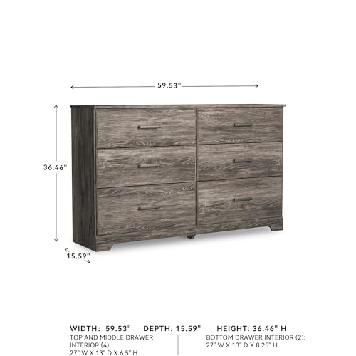 Ralinksi 6 Drawer Rustic Gray Double Dresser
