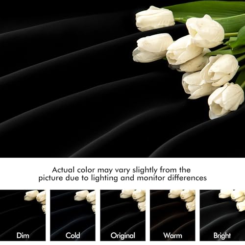 Black Back Tab Blackout Curtains 52x63 Inches Long 2 Panels Set (2 Count)