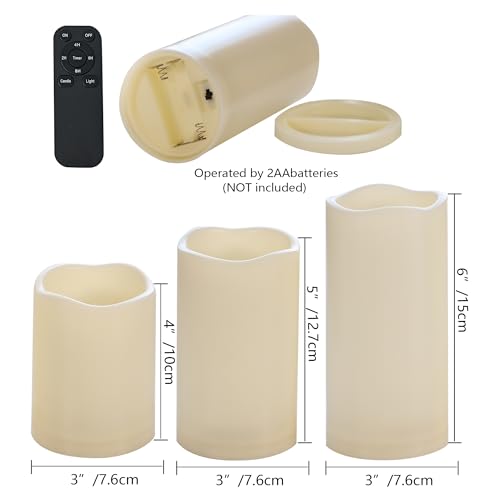 Christmas Outdoor Battery Operated Flameless LED Candles with Remote 6 Pack (6 Count)