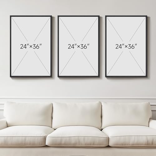 Large 3D Textured Modern Black Abstract Wall Art for Living Room (3 Count)
