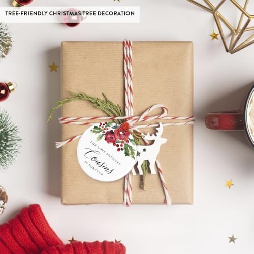 Round Ceramic Porcelain Christmas Tree Ornament Keepsake Gift for Cousins