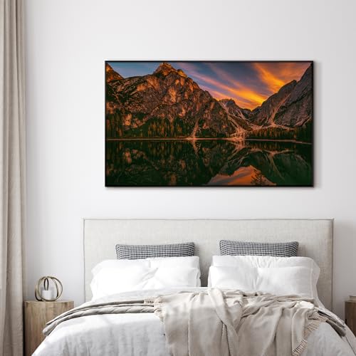 30"x60" Extra Large Framed Wall Art Majestic Mountain Landscape Reflected in Lake at Sunset for Home Living Room Bedroom Decor