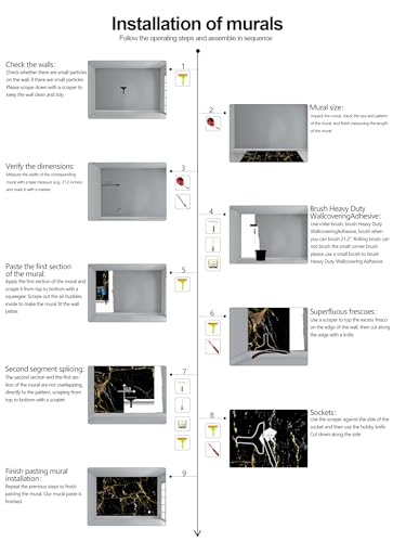Black Golden Marble Abstract Wallpaper Mural for Living Room