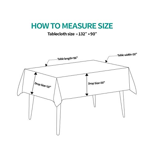 90x132 Inch Tablecloth for 6 Foot Rectangle Tables