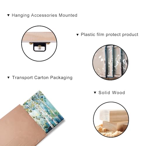Abstract Teal Grove Canvas Paintings Prints Modern Tree Wood Artwork Decor Wall Art for Living Room Bedroom Offices