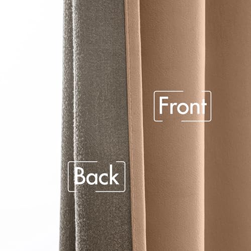 Blush Beige Velvet Pinch Pleat Blackout Curtains W52 X L108 Inches (2 Count)