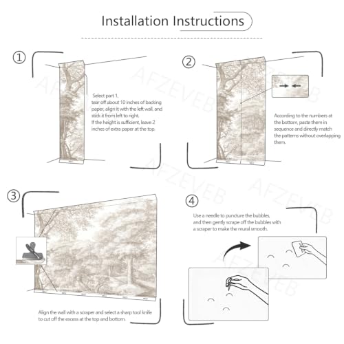 Beige Forest Peel and Stick Wallpaper Landscape Wall Mural