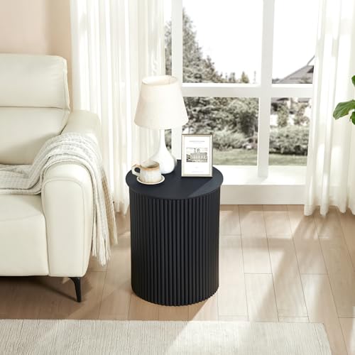 Small Round Side Table Fluted Night Stand Set of 2 (2 Count)