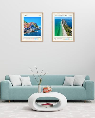 12x16IN Cinque Terre Italy Coastal Framed Wall Art Print