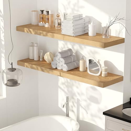 48 x 12 Deep Floating Shelves Wall Mounted Set of 1 Oak