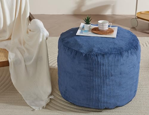 Navy Blue Stuffed Pouf Ottoman Foot Rest