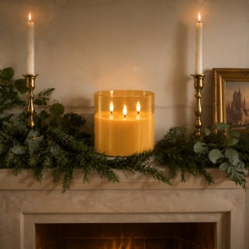 Amber Large Glass Flameless LED Candle
