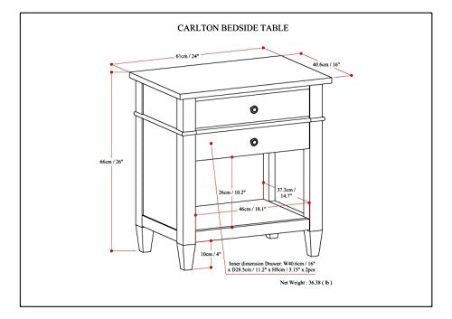 Carlton 24" Wide Solid Wood Bedside Table in White