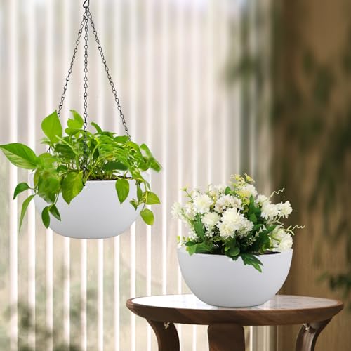 12 inch Large Hanging Planters for Indoor Outdoor Plants (2 Count)