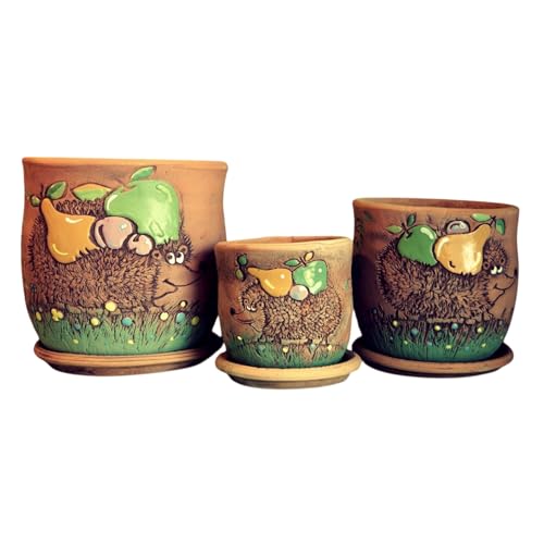Ceramic Pot with Drainage Hole and Saucer