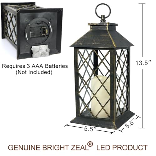 13.5" Outdoor Candle Lantern Decorative with LED Pillar Candle Battery Powered