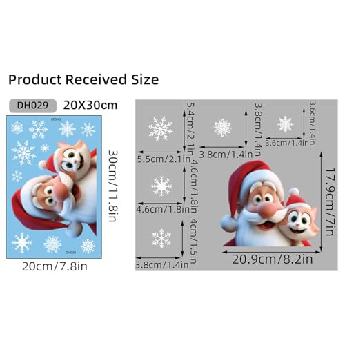 Christmas Window Clings for Glass 1 Sheet Santa Window Decals with Cat Designs Window Stickers Cute Windows Cling for Winter Party Supplies Home School Office Glass Decorations