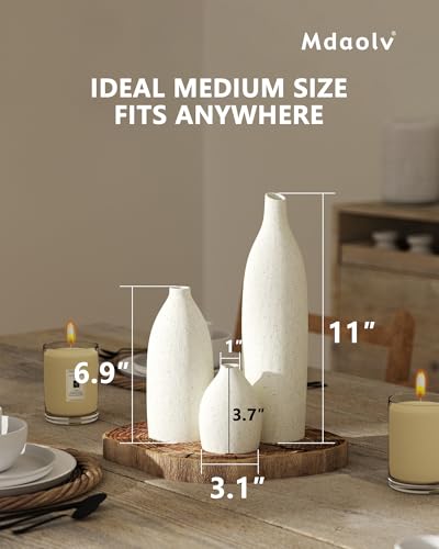 Matte Clay Flower Vase Set of 3 Minimalist Nordic Modern Decorative Ceramic Vases for Home Table Decor (3 Count)