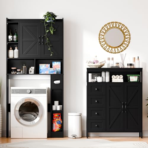 Farmhouse Storage Cabinet with 2 Doors and 4 Drawers