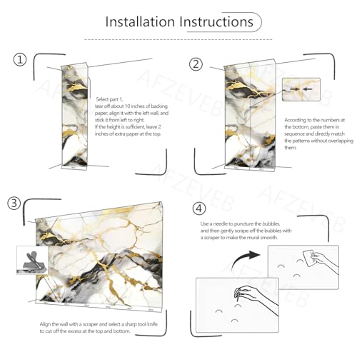 Black and Gold Marble Wallpaper Peel and Stick Abstract Wall Mural