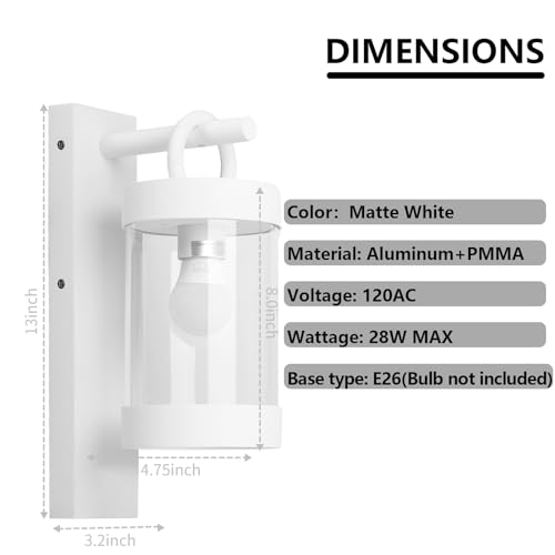 Porch Light White Dusk to Dawn Outdoor Wall Light