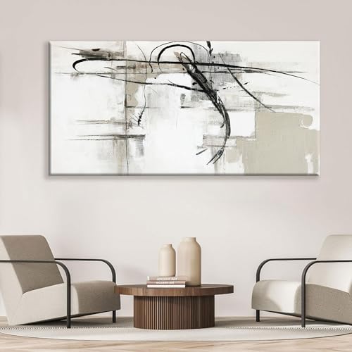 Abstract Wall Art Modern Wall Canvas Decorations Maximalist Black Line Canvas Wall Art Decor Prints Minimalist Large Artwork For Living Room Bedroom Kitchen Office Home Wall Artwork 29"×58"