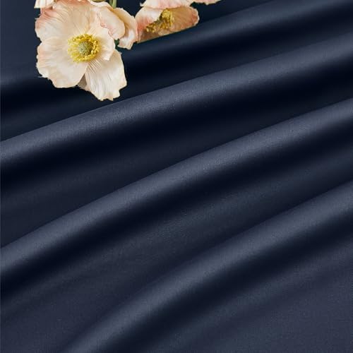 Navy Blue Pinch Pleated Blackout Curtains 108 Inches Long