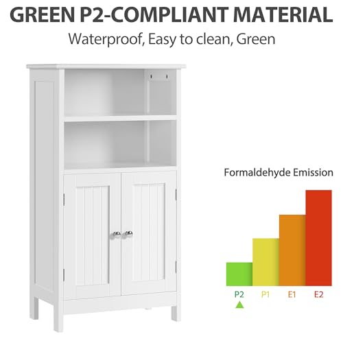 Bathroom Storage Cabinet with Shelves and Beadboard Doors
