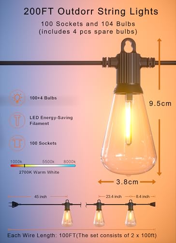 Outdoor String Lights (200 Foot)