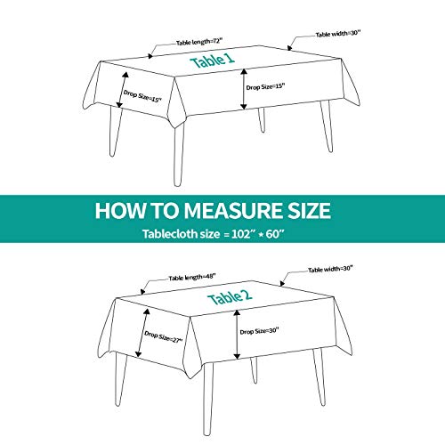 60x102 Inch Tablecloth for 6 Foot Rectangle Tables