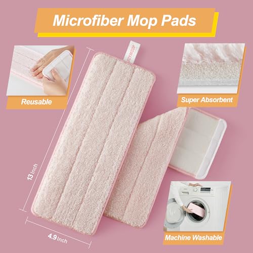 Pink Mop and Bucket with Wringer Set for Home