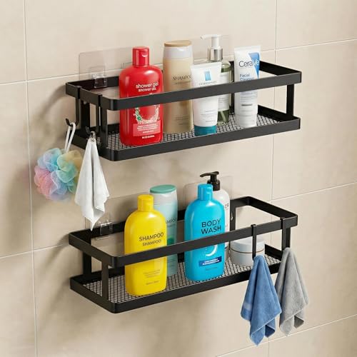 2 Pack Minimalist Shower Caddy Wall Mount (2 Count)