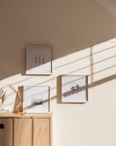 10x10 White Metal Picture Frames Matted to 5x5 (3 Count)