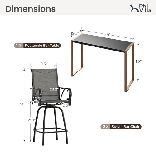 Bar Height Patio Table and Chairs 3 Piece (3 Count)