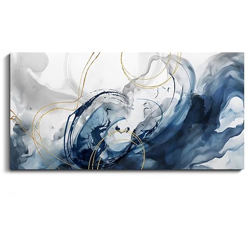 Abstract Canvas Wall Art Blue Pictures for Living Room Wall Decoration Large Modern Wall Art Office Artwork Wall Decor Graffiti Paintings for Bedroom 24×48in