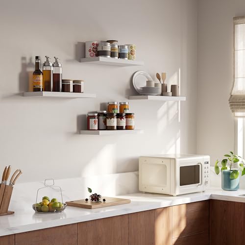 16’’White Floating Shelves for Wall Set of 4 (4 Count)