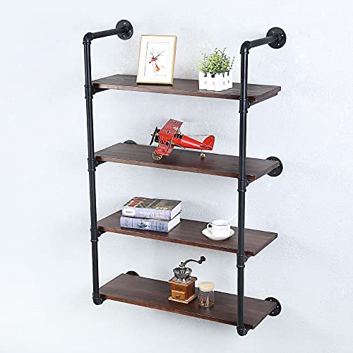 Industrial Pipe Shelves With Wood Planks
