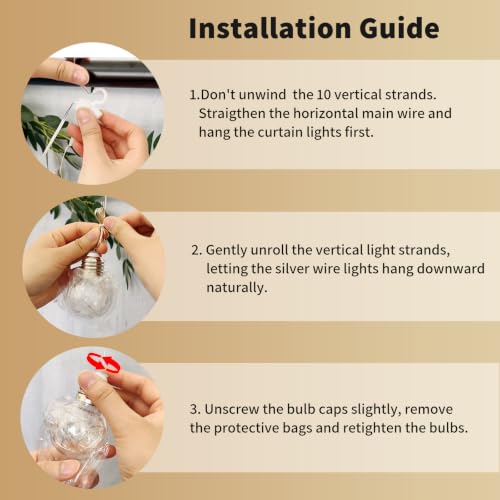 Wishing Ball Curtain Lights 200 LED Window Curtain String Lights with Remote