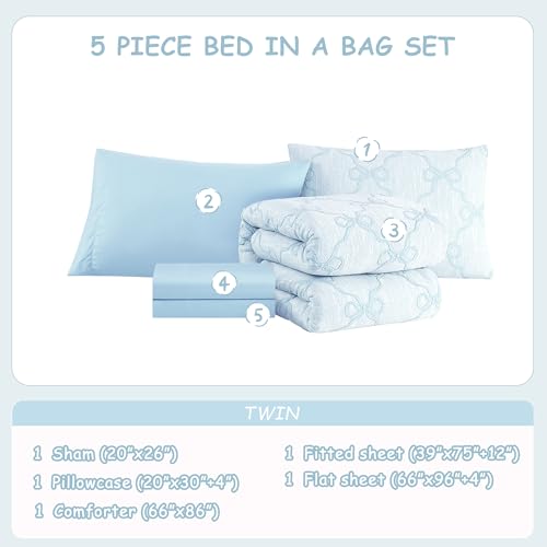 Twin Comforter Set with Sheets for Girls (5 Count)